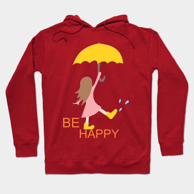 Be Happy - Girl in the Rain Hoodie by culturageek